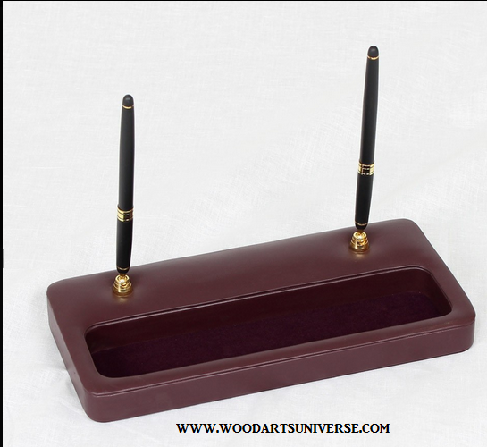 Burgundy Leather Double Pen Stand WAUCUSTP208 Burgundy Leather Double Pen Stand WAUCUSTP208